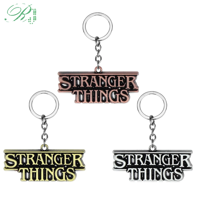 

RJ Free shipping Movie Stranger things keychain Copper Bronze Sliver Letter Logo Pendants Car Keyring Men Women Souvenir Gift