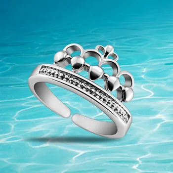 

Free shipping Korean version of the 925 sterling silver ring opening can be adjusted Queen Crown Ring fashion