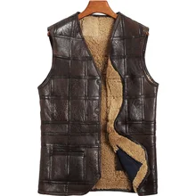 Мужской жилет из натуральной кожи, шерсть, меховая подкладка, короткое пальто, зимняя куртка из овчины, жилеты размера плюс, Chalecos Para Hombre 802 MY1574
