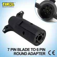 Tirol 7 Pin Blade TO 6PIN Round Trailer Adapter Trailer Light Plug Connector to 4 Pin Flat RV Towing T21850a Free Shipping