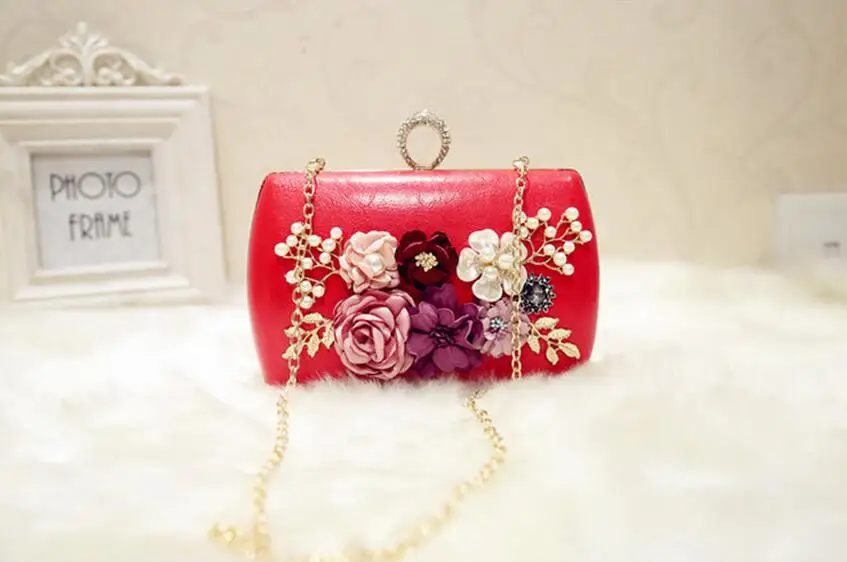 2022 High Quality Luxury Handmade Flowers Evening Bags Brand Dinner Clutch Purse With Chain Flower Banquet Bags MN258