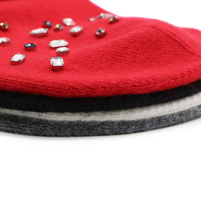 GZhilovingL новая осенне-зимняя женская шапка со стразами и бриллиантами, шапочки, шапки, мягкая однотонная шерстяная вязаная шапка для девушек