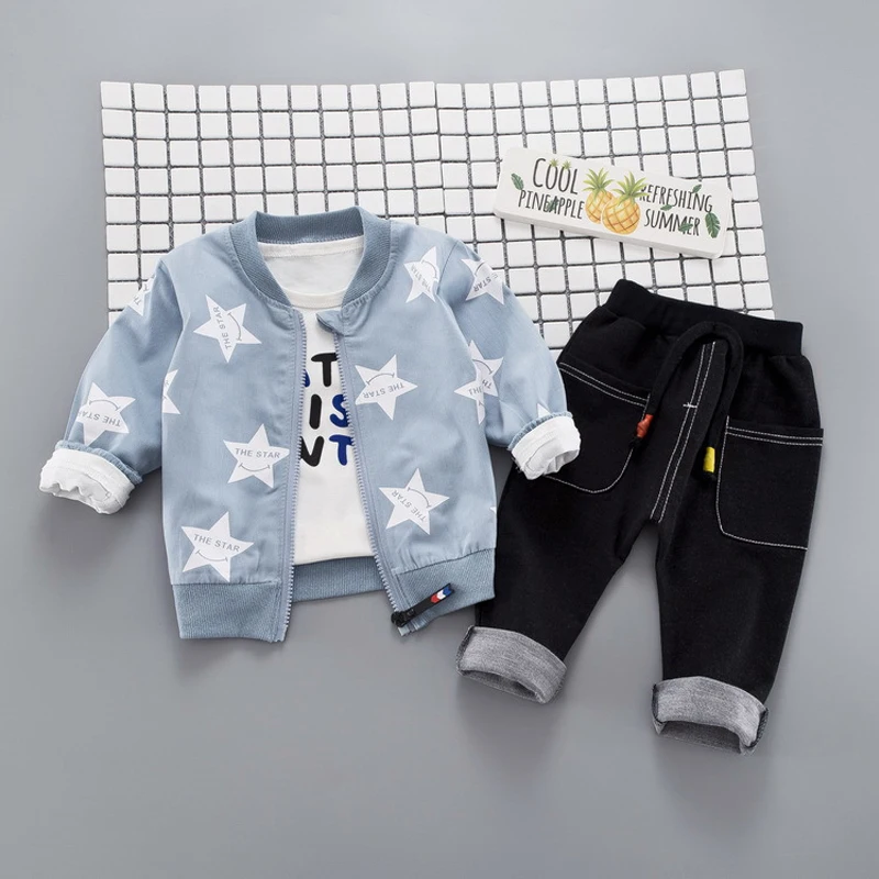 

Autumn Baby Girls Boys Clothing Sets Infant Clothes Suits Star Coats T Shirt Pants Casual Kid Child Clothes Suits