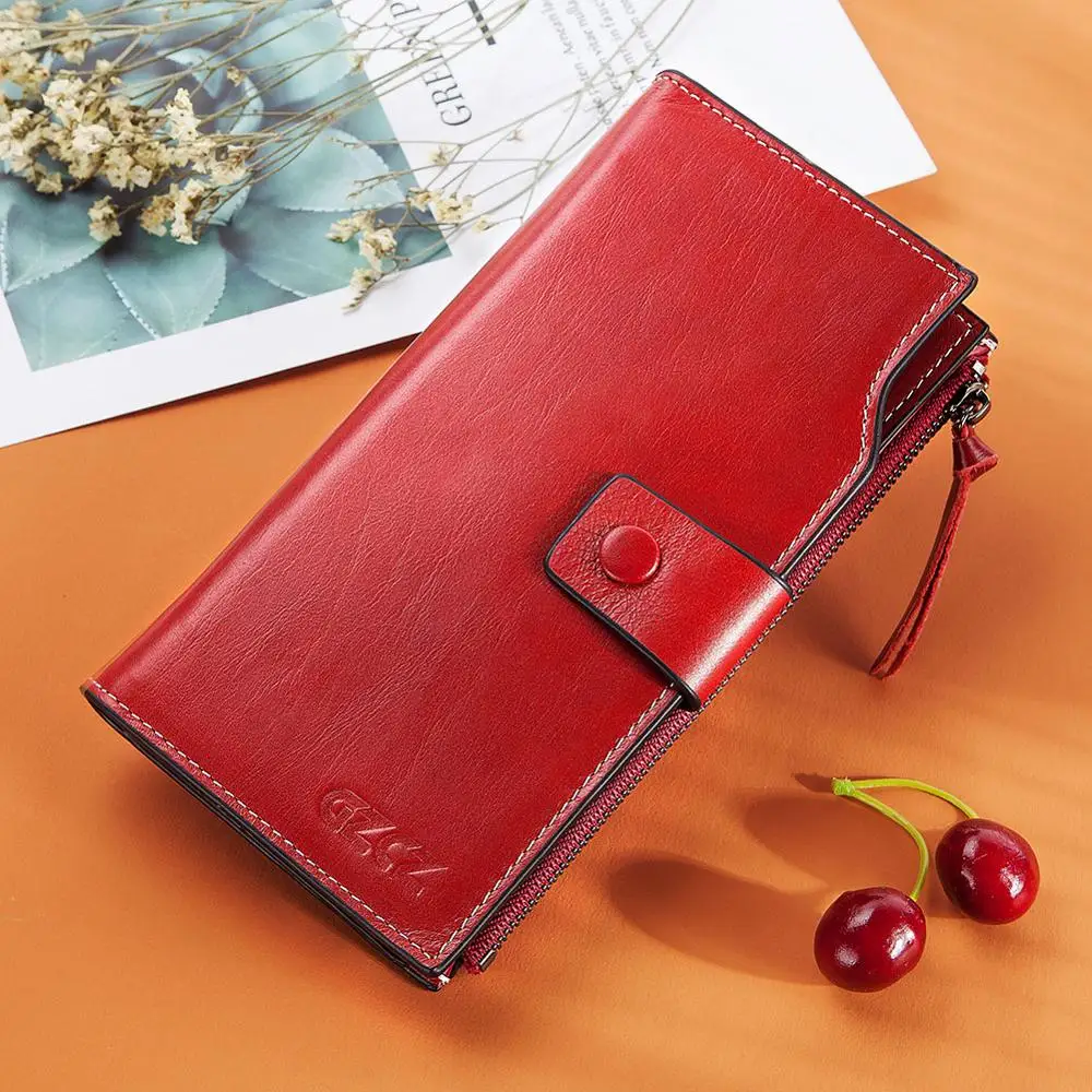 Genuine Leather Women Wallet and Female Clutch Coin Purse Portomonee Phone Bag Card Holder Handy High Quality