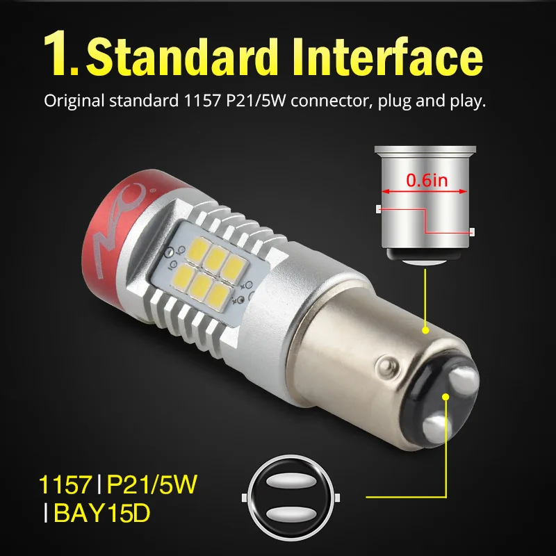 NAO P21/5W светодиодный 1157 1300Lm BAY15D P21 5W для E46 E90 автомобильный красный тормозной