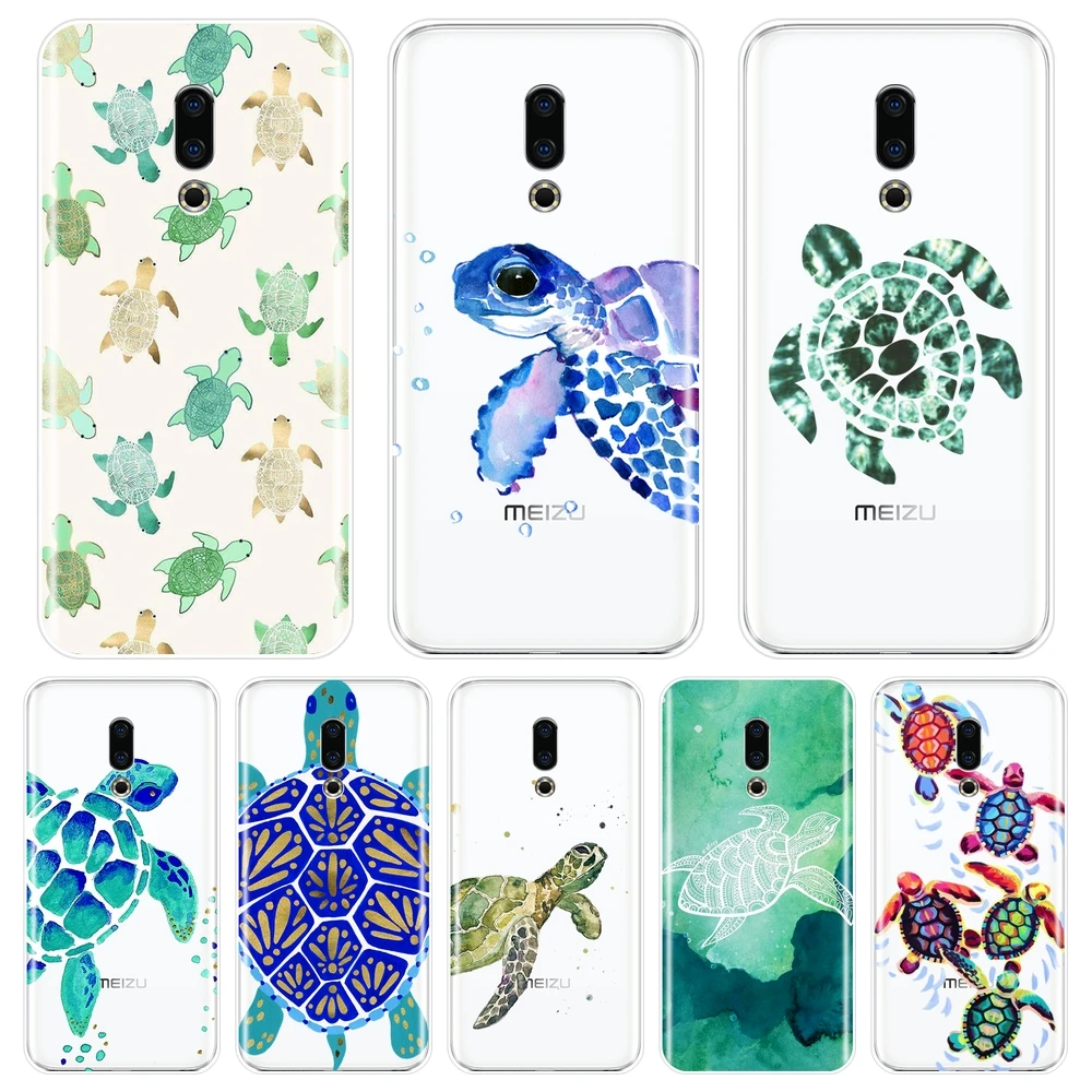 

Back Cover For Meizu 15 Lite 16 Plus 16th 16x Green Blue Turtle Animal Soft Silicone Phone Case For Meizu U10 U20 Pro 6 7 Plus