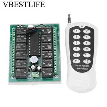 

12 Channel RF Relay Switch Wireless RF Remote Control Switch Transmitter & Receiver DC 14V