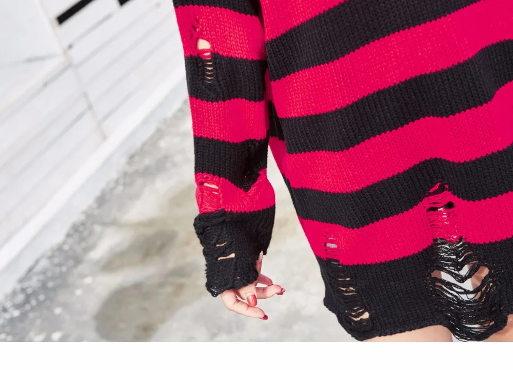 Aolamegs Male Sweatshirt Striped Holes Sweatshirts Pullover Fashion Full Sleeve High Street Streetwear Casual Autumn 2017 Brand (11)