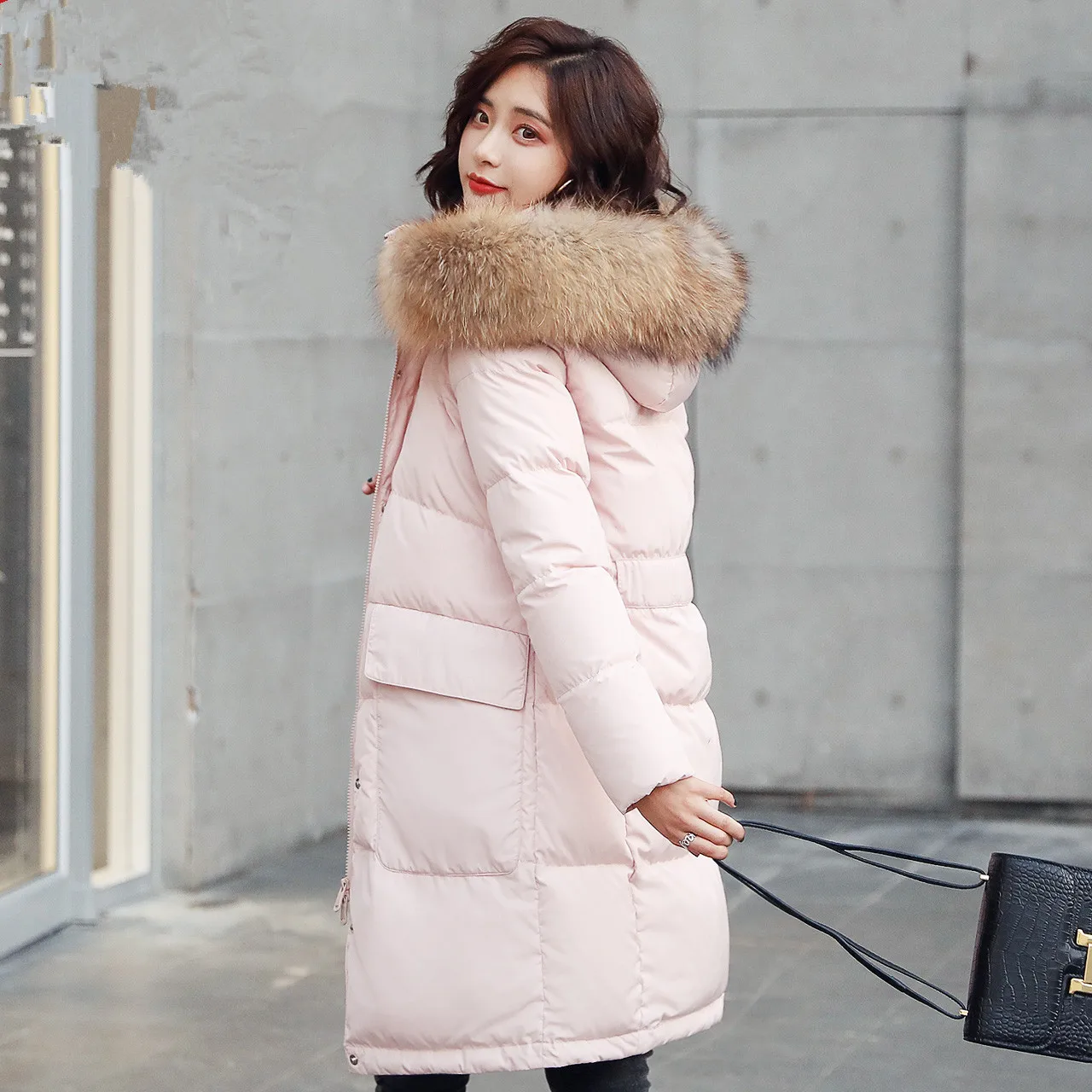 KMETRAM женский пуховик зимняя куртка женская с натуральным меховым воротником Корейская длинная куртка Женская Теплая Куртка парка с капюшоном Mujer MY3309