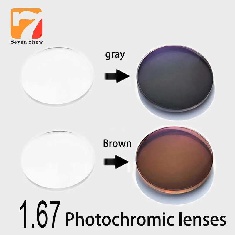 

1.67 Tinted Sunglasses photochromic lenses Men Women Diopter Degree Optical Prescription anti-Reflective Scratch gray Brown