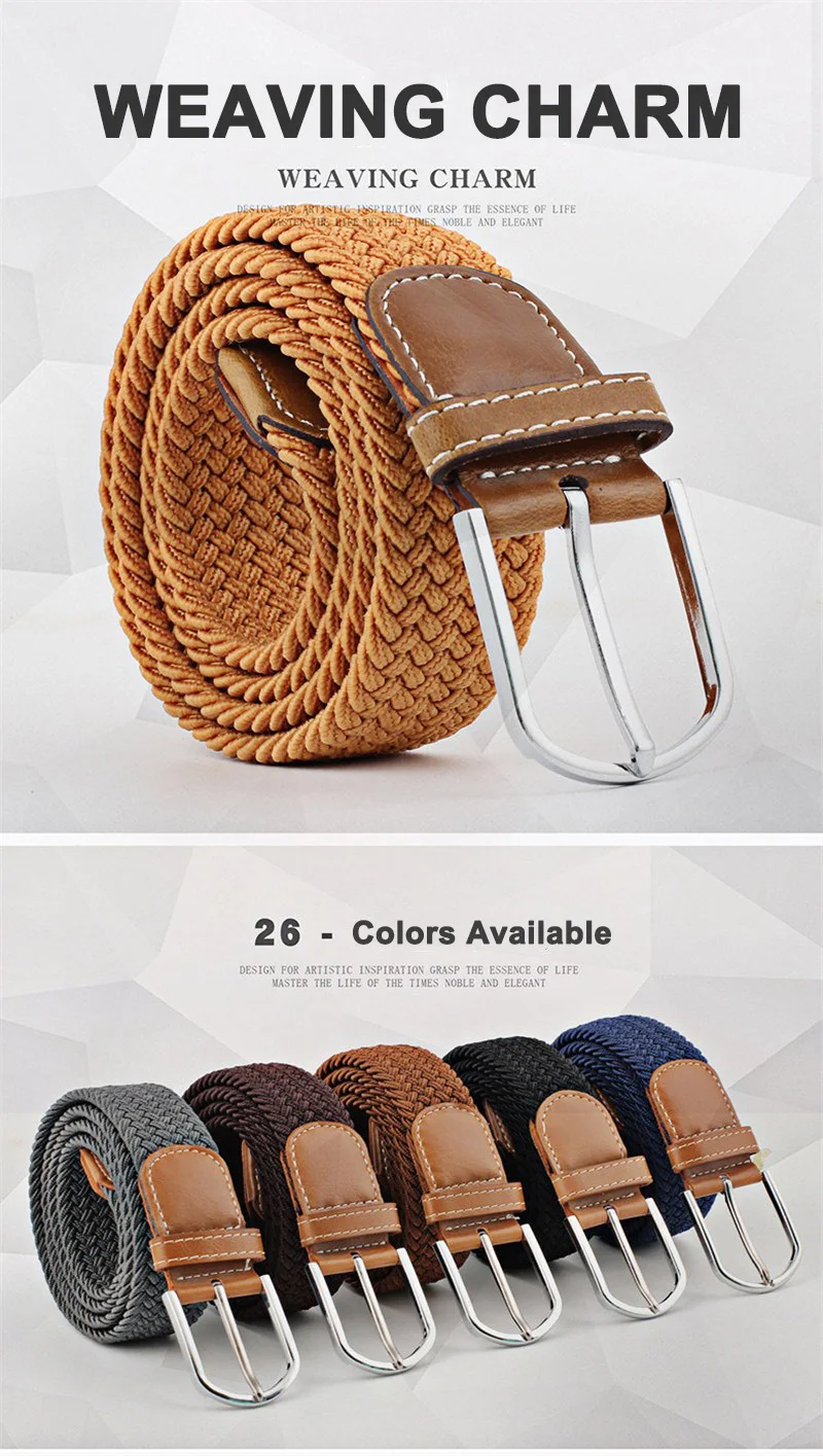 Hoge Kwaliteit Modieuze Elastische Canvas Riemen voor Vrouwen Gebreide Gesp Verstelbare Riem Mannelijke Canvas Riemen voor Jeans 26 Kleuren NIEUWE