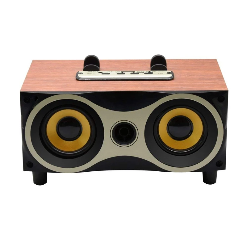 

Desktop Portable Wooden Wireless Speaker Subwoofer Stereo Bluetooth Speakers Support TF MP3 Player with FM Radio, Phone Holder