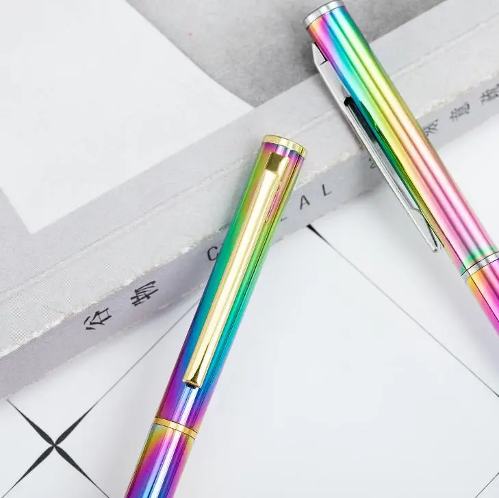 1 шт прекрасные градиент цвета радуги металлические шариковые ручки 1,0 мм Гладкие шариковые ручки для письма канцелярские принадлежности школьные подарки
