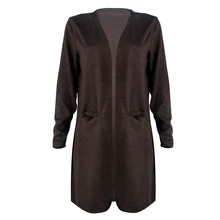 Новая женская Повседневная однотонная осенняя куртка-кардиган с длинными рукавами и открытым ПЕРЕДОМ