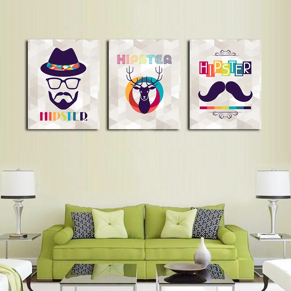

Hipster Cartoon Frameless Abstract Pattern Canvas Oil Painting Posters Artwork Pictures For Living Room Home Decoration