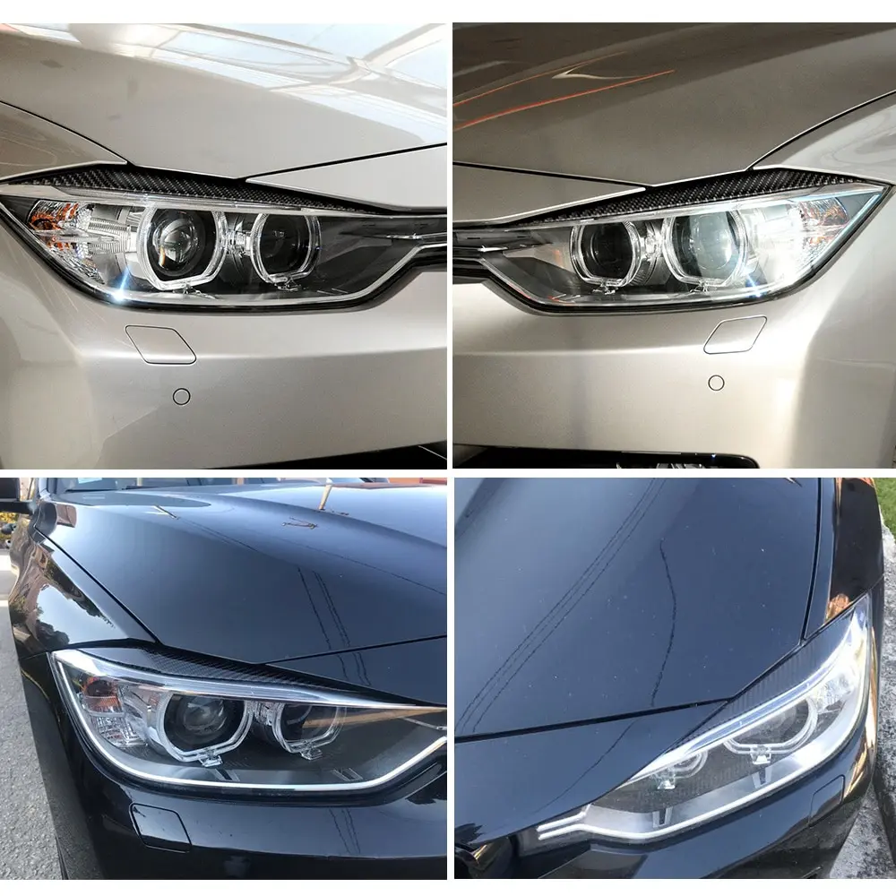 

Car Styling Carbon Fiber 1 Pair Headlights Eyebrows Eyelids Front Headlamp Eyebrows Sticker for BMW F30F31 F32 F33 F34 2012-2020