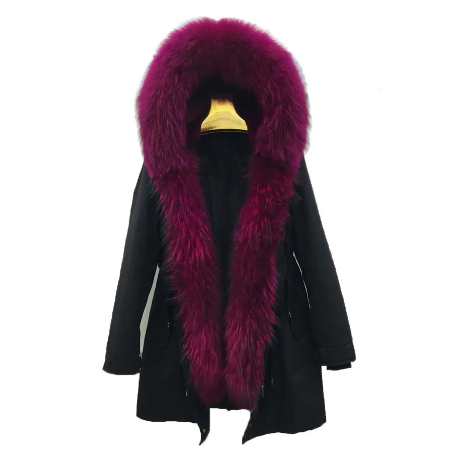 

Winter Jacket Waterproof Parka Women Real rabbit Fur Liner Coat Big Natural real Raccoon Fur Hood Thick New Warm Parkas Street