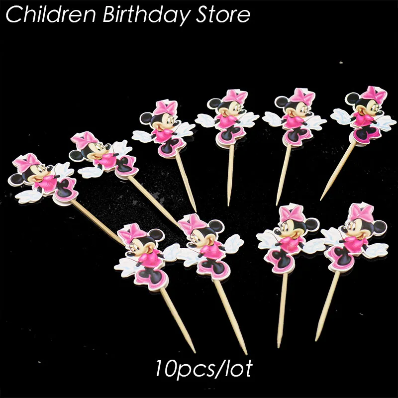 

10pcs/lot Minnie Mouse cake topper Minnie Mouse birthday party decorations Minnie Mouse cupcake toppers party supplies