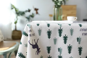 

Christmas Tablecloth Christmas Tree and Deer Linen and Cotton Fresh Table Cloth New Korean Style Toalha De Mesa