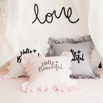 

white Embroidered ruffle flouncing back sofa british Cushion American style pink Throw Pillow decorative French chic bedding