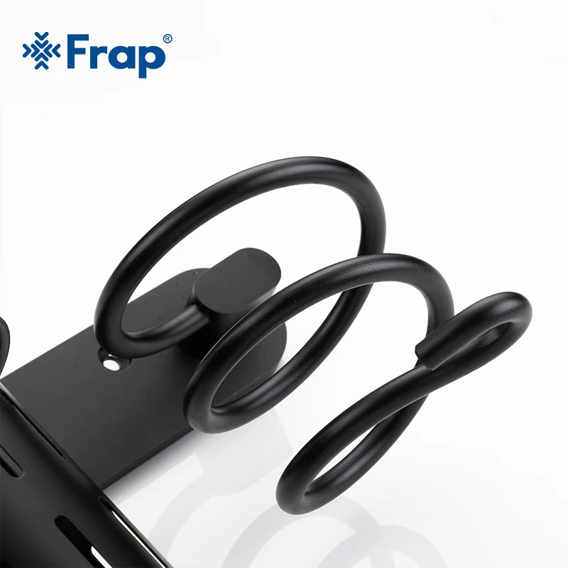 Online FRAP Schwarz Bad Raum Aluminium Wand Halterung Haar Trockner Halter Stehen Salon Bad Montiert Trockner Kamm Rack home Storage Y18052