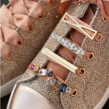 5 шт./партия) Модная металлическая кнопка туфли со стразами сандалии маленькая белая тесьма с бахромой