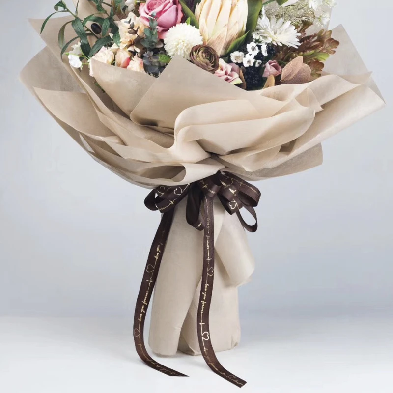 Happy Birthday Bronzing Satin Ribbon, Flower Bouquet, Gift Decoration, Cake  Baking, 100 Yard