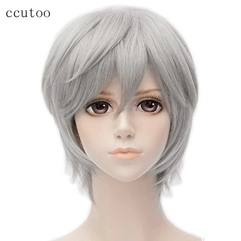 

ccutoo 12" Seraph of the End Hiiragi Shinya Grey Short Synthetic Cosplay Wig Mitsuba Sangu Ferid Bathory Hiiragi Shinoa