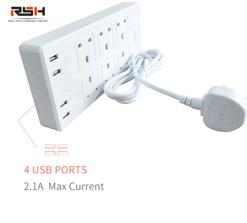 6 разъемов 4 USBWifi умная плата питания с Alexa Google Home Assistant UK Plug
