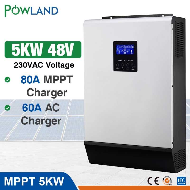 

5000W Solar Inverter 80A MPPT Off Grid Inverter 48V 220V Hybrid Inverter Pure Sine Wave Inverter 60A Battery Charger
