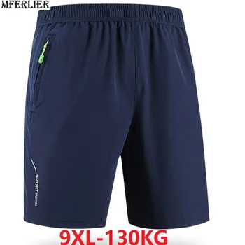 

MFERLIER summer casual Shorts men quick dry sportwear larger plus big size 7XL 8XL 9XL Elastic out door shorts letter black 48