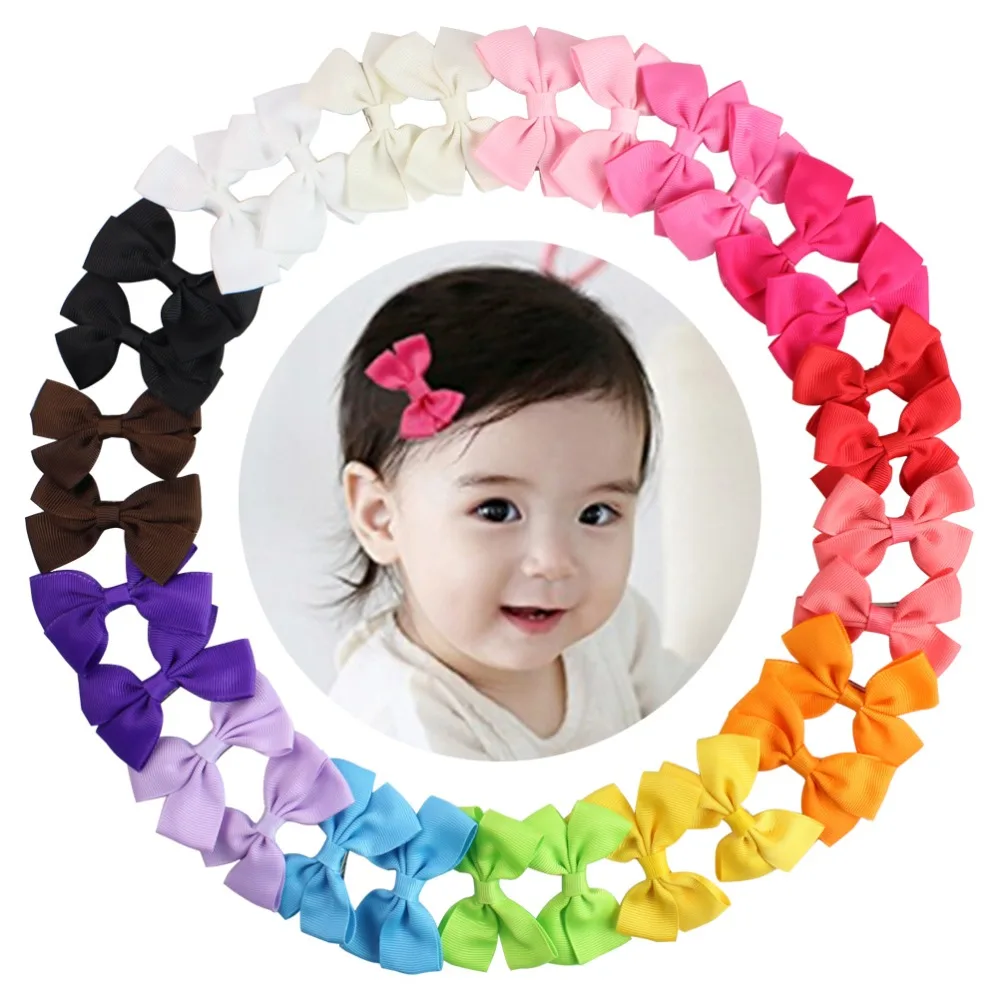 1Set=30pcs 15 color Hair Barrettes Children Accessories Ribbon Bow