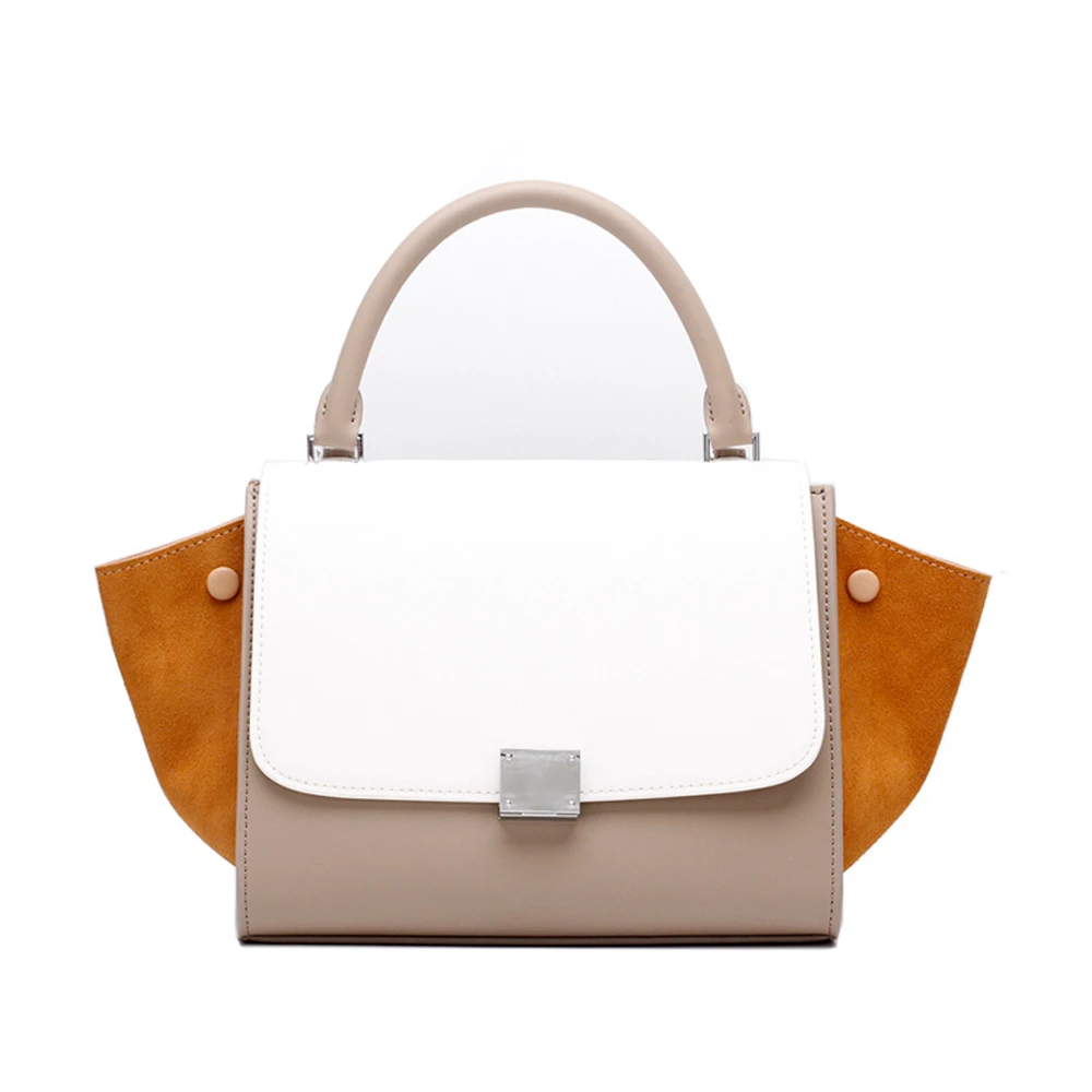 

Blascher New Women Bag Big Hit Color Bag Fashion Style Handbag Wings Solid Shoulder Bag Genuine Leather Bag Handbag LA76