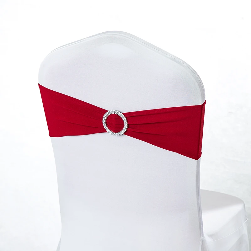 

50PCS Colorful Lycra Chair Sashes with Buckle Elastic Chair Ties for Weddings Decorations Party Chairs Cover Supplier