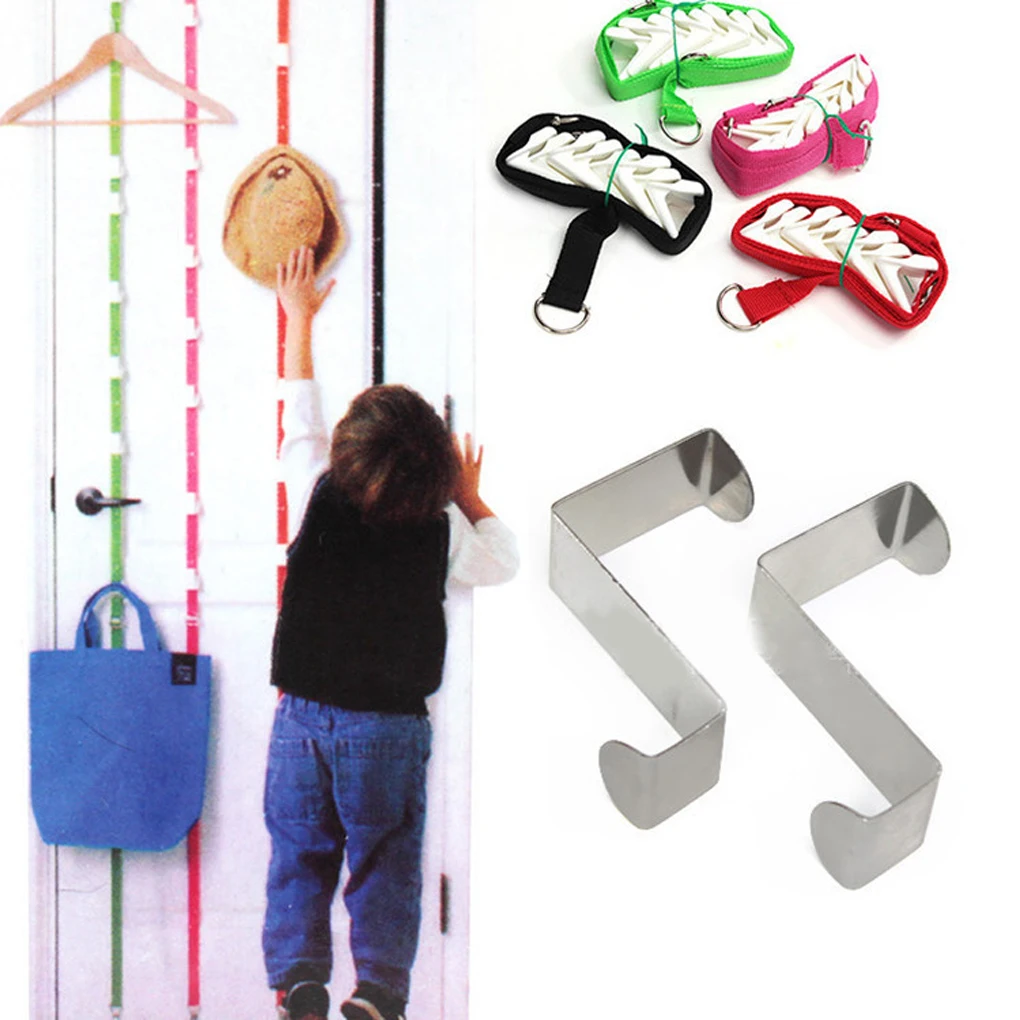 

Practical Home Storage & Organization Adjustable Seamless Door Back Hanging Rope Multi-purpose Storage Rope 7 Hooks