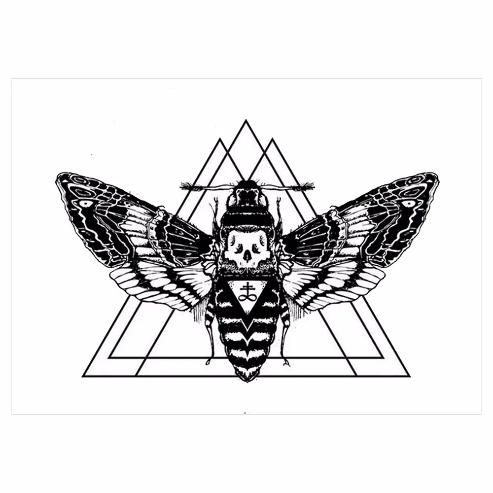 1 PC Temporary Inspired Body Tattoo Sticker KM-011 Chest Art Beauty Black Moth Decal Waterproof Taty Tattoo Women Fashion Makeup (2)