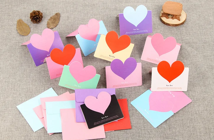 

5pcs/lot Mini lovely Envelope with heart card Style Message Card Letter For Card Scrapbooking Gift korean statonery papelaria