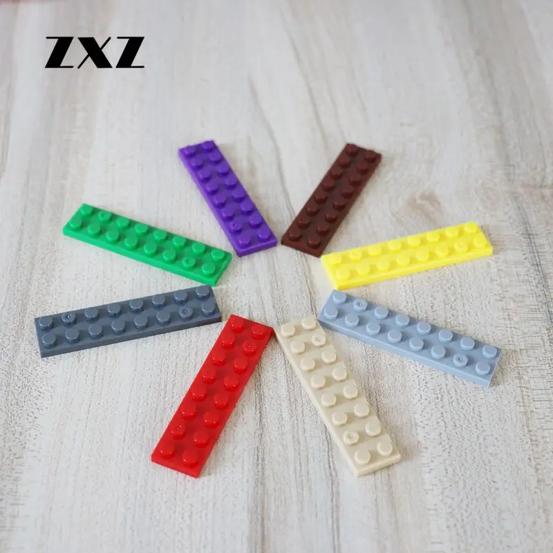 

ZXZ Safety Building Blocks Bricks Plate 2x8 MOC Bulk Parts Compatible With Legoes 3034 Plate Fast Shipping 50pcs/lot