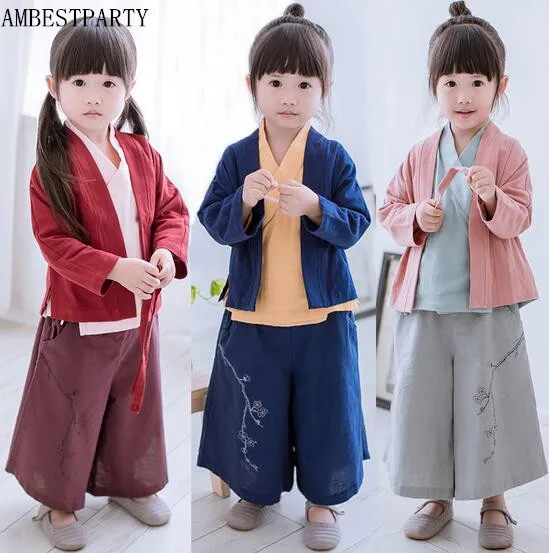 Hot 2017 Summer Children Linen Kung Fu Suit Kids Hanfu Shirt Clothing Traditional Chinese Style