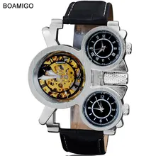 2015 new watches men luxury brand BOAMIGO steampunk sports watches automatic mechanical Quartz Watch leather band wristwatches