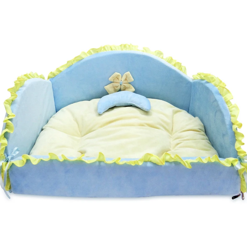 

Sweet Color Dog house New PP Cotton Pink Blue Pet Bed Sofa Cat Mat Sofa Dog House Dog Nest Sleep Cushion Kennel With Flouncing