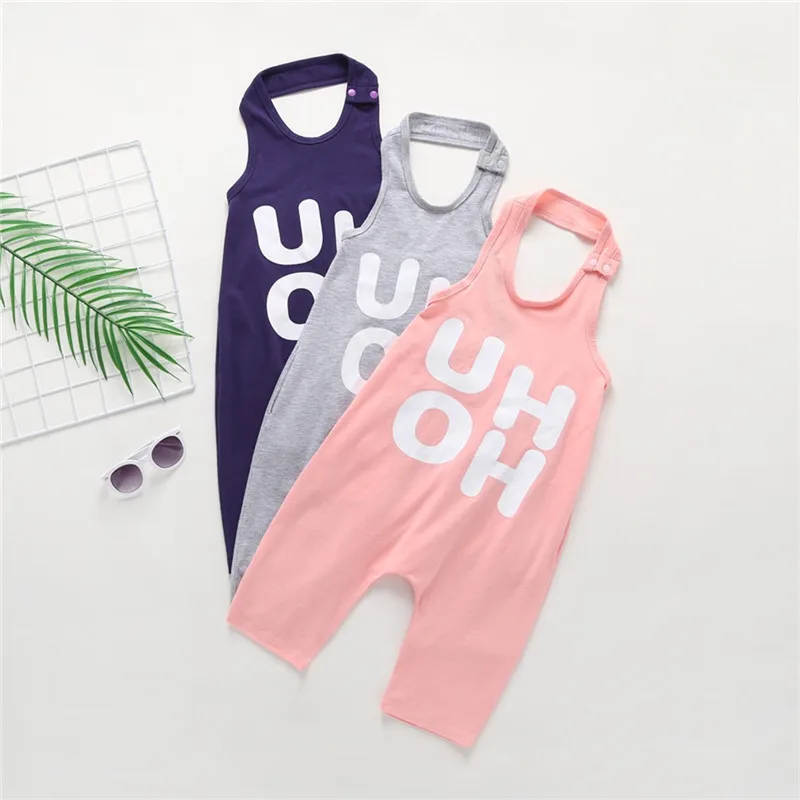 

Toddler Kids Baby Boy Girls Clothes Romper Jumpsuit Outfits Off Shoulder Halter Letter Print Rompers One-piece Backless Jumpsuit