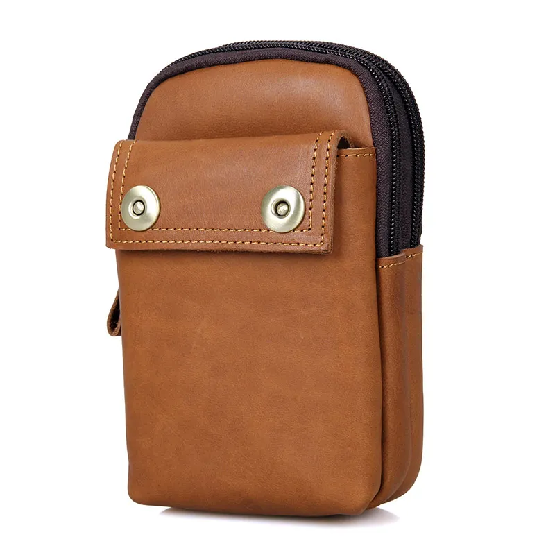 J.M.D Винтажный чехол из натуральной кожи для телефона сумочка на ремне поясная сумка мужская маленькая забавная сумка 5001B/C - Цвет: Light brown