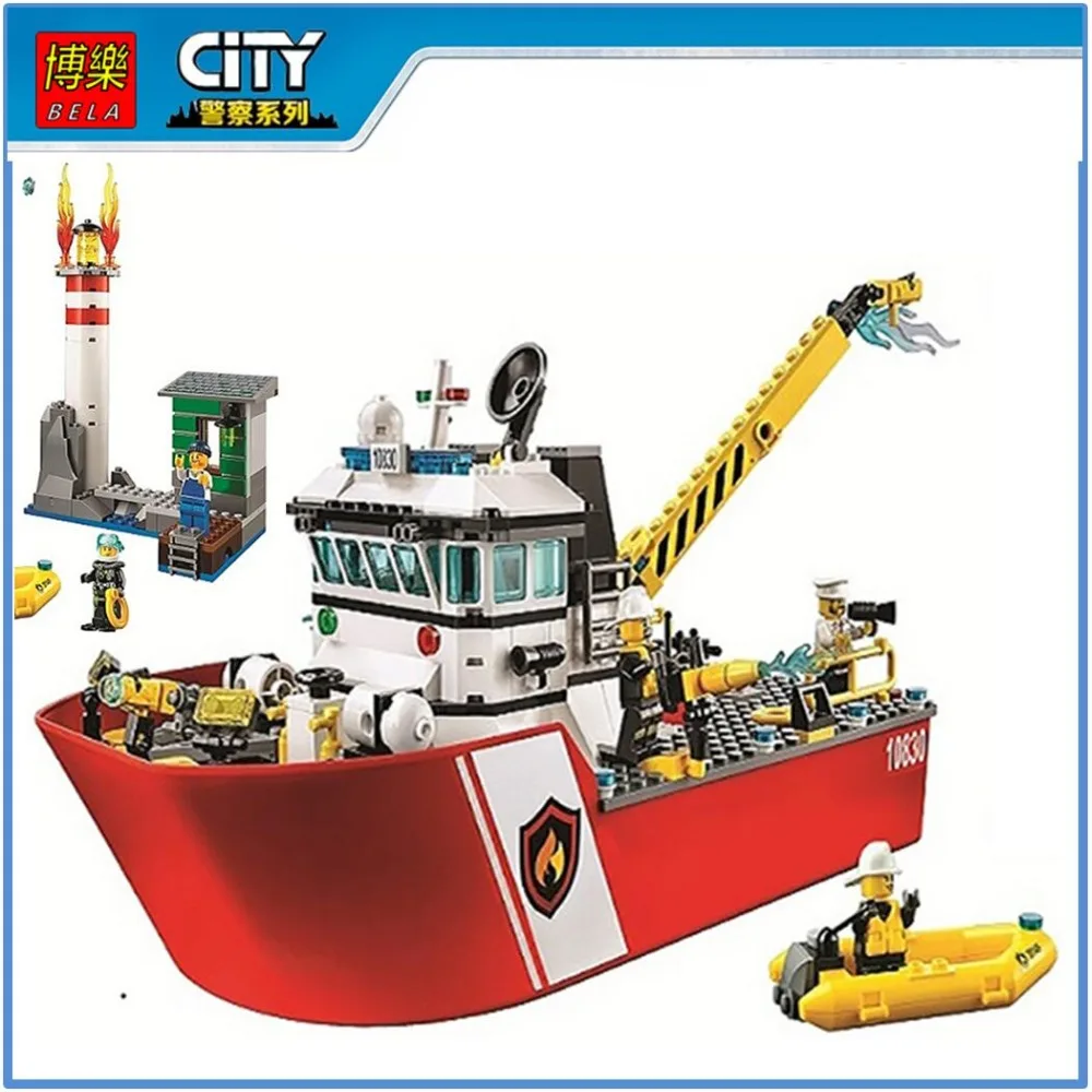 

Fire Boat Ship Rescue Team 60109 Building Blocks Model Toys 10830 02057 Compatible legoing City Brick Toys