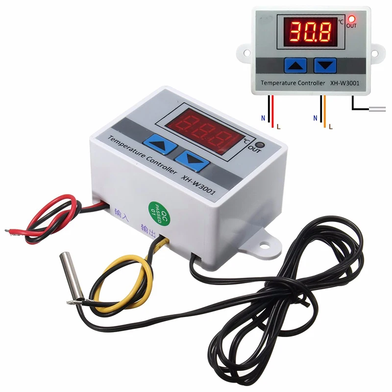 

1pc 220V Digital LED Temperature Controller 10A Refrigeration Heating Thermostat Control with Switch Probe Mayitr Measuring Tool