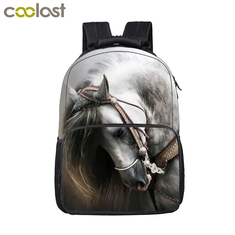 Baratos Animal caballo León Tigre Lobo búho mochila mujer hombres bolsa Casual adolescentes niños niñas niños mochilas escolares Mochila De estudiante