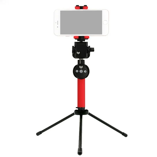 360 градусов вращающийся панорамный Bluetooth селфи палка для Iphone Xiaomi samsung Android монопод для телефона Штатив для видео блогеров - Цвет: Red with tripod