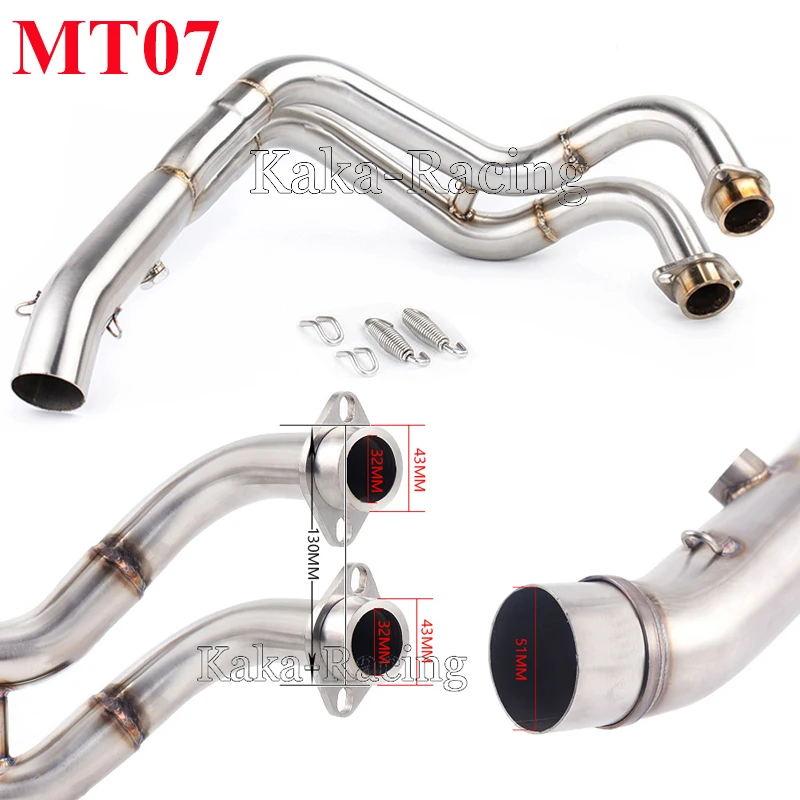 

MT07 Tracer Motorcycle Exhaust Modified Slip On Front Contact Middle Link Pipe For Yamaha MT-07 FZ-07 2014-2018 XSR700 2016-2017