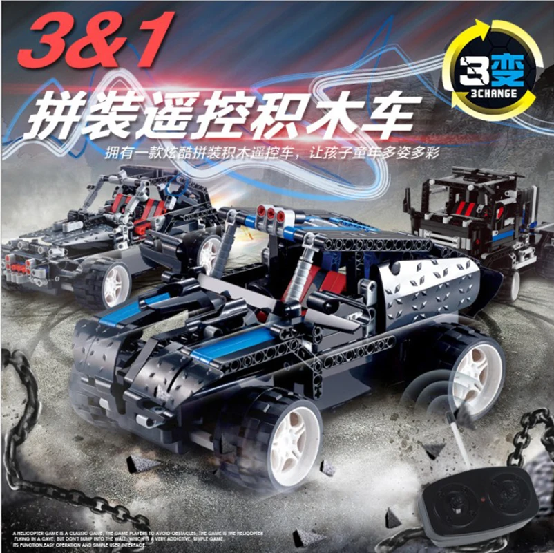 

KAZI Assenbly Blocks Remote Control Car Telecar KAZI vehicle model Electric building kits blocks toy christmas gift Lepins