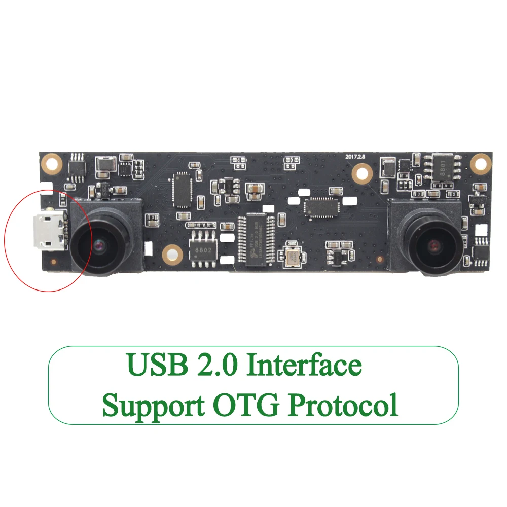 ELP Aptina AR0330 цветная CMOS двойная линза Micro USB Full HD плата модуля камеры OTG UVC Plug Play стерео